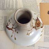 Vintage vase faience sparrow bird signed arnaldo italian ceramic