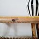 Table basse en rotin plateau tissu fleuri jaune