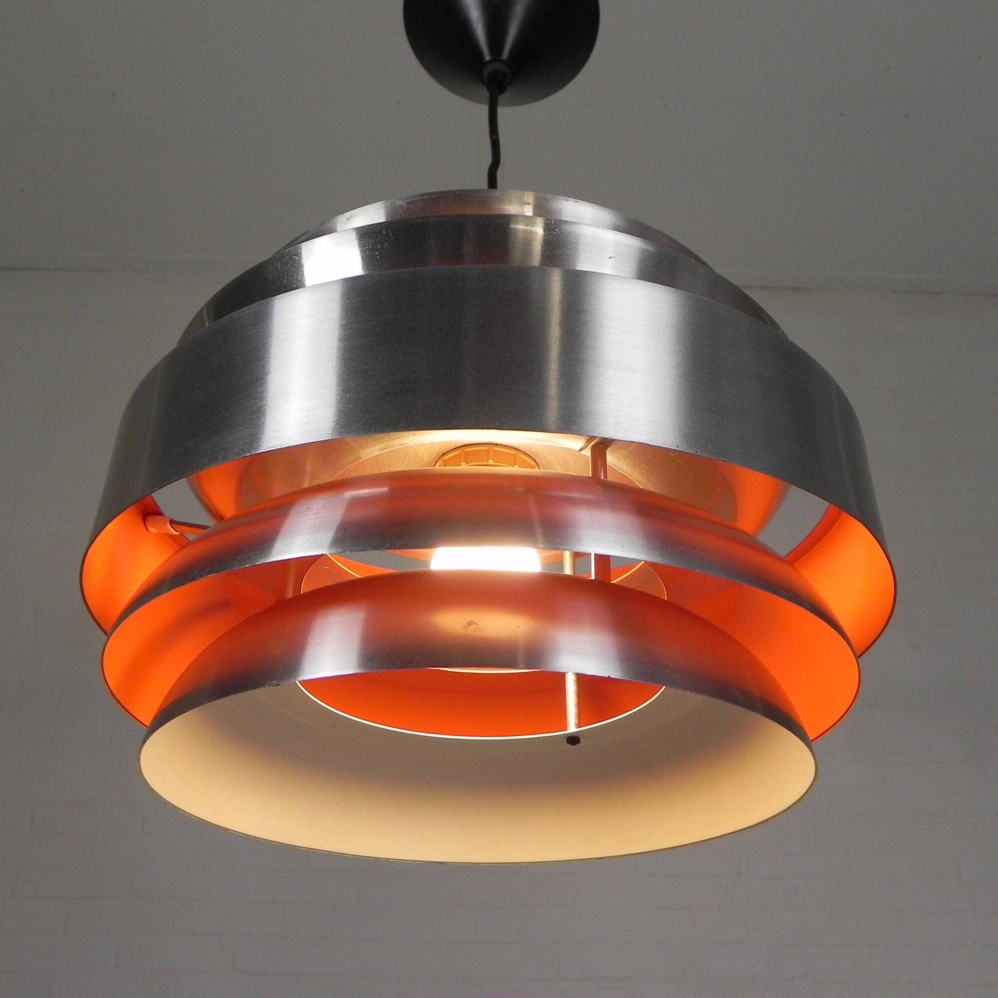 Vintage aluminum pendant lamp, Lakro Amstelveen, 1960s