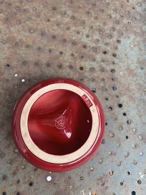 Verceram France Burgundy Red Slip Glazed Ceramic Ashtray