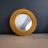 Miroir vintage avec cadre velours moutarde
