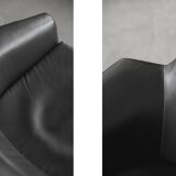 Black leather swivel armchair by Ire Möbel AB, 1960