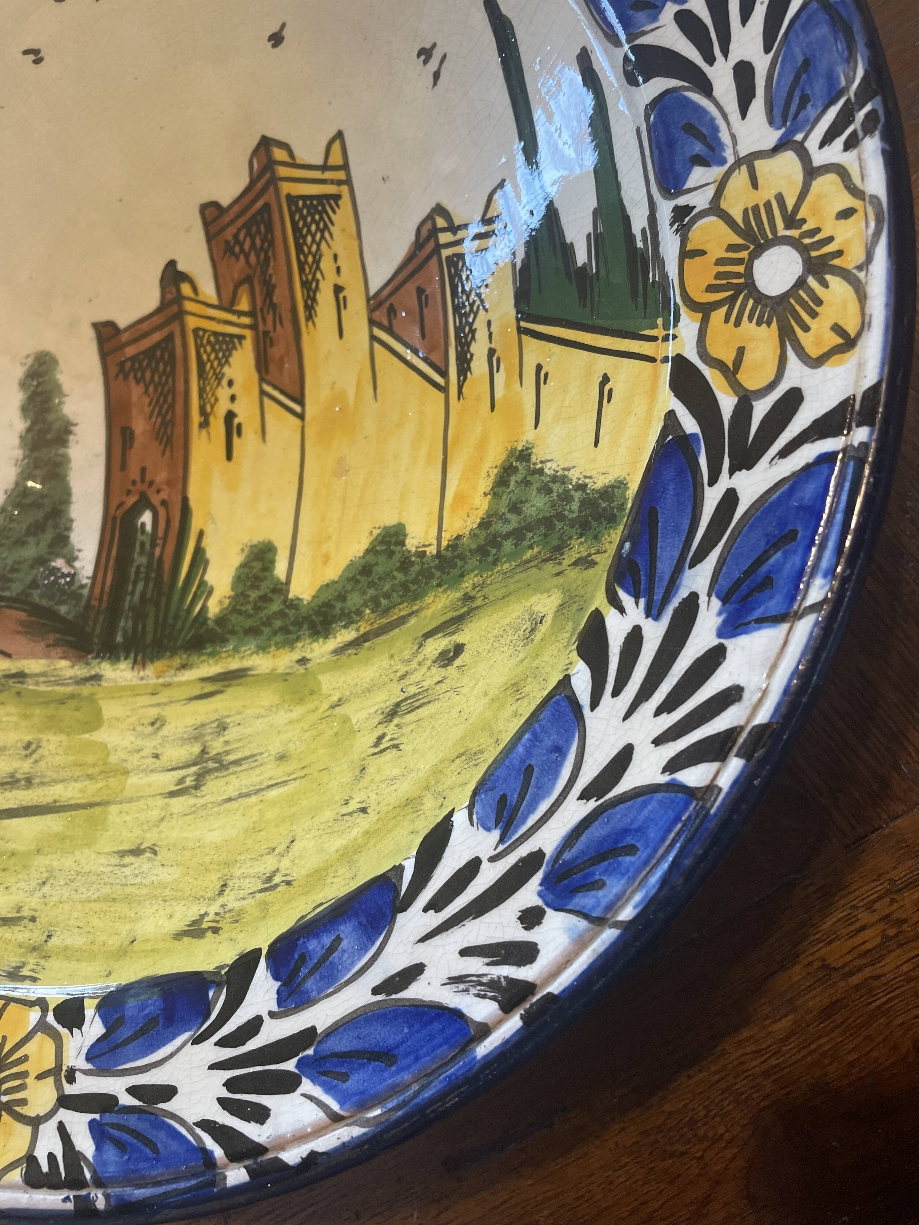 Large Moroccan Deep Plate Safi Signed