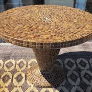 Round table in glazed ceramic mosaic – conical central base