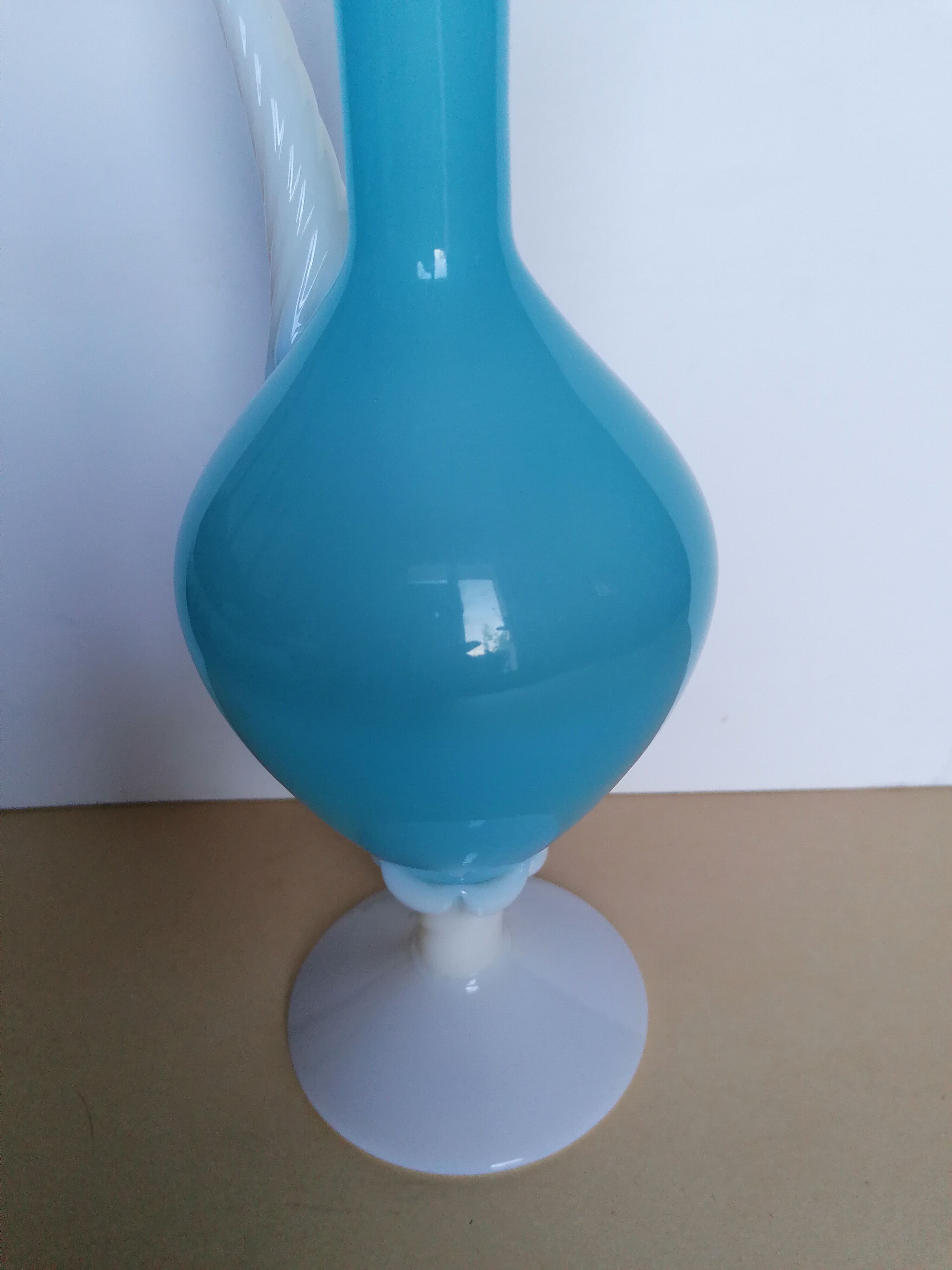 Blue opaline ewer or vase