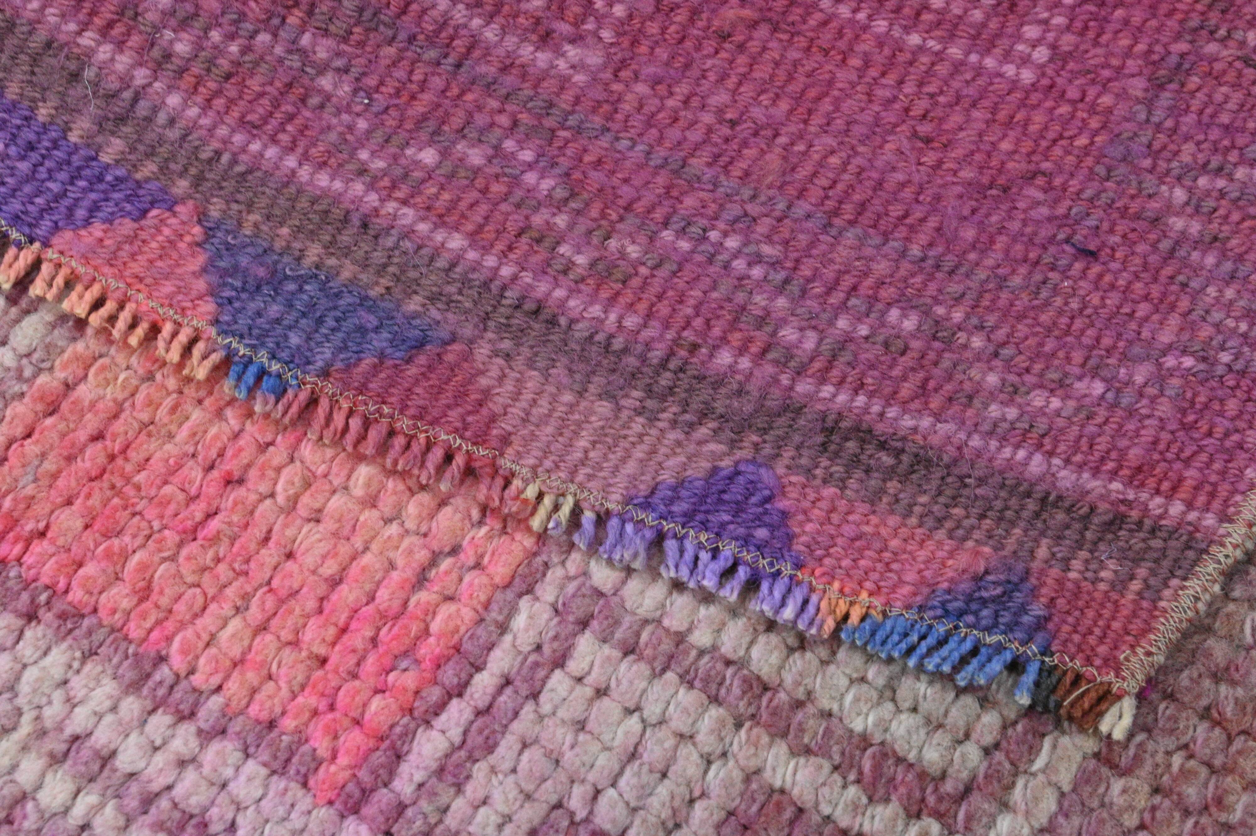 Vintage Turkish wool runner rug, mauve pink tones, 83x340 cm