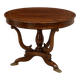 Table ronde Empire – acajou avec incrustations et pieds griffes