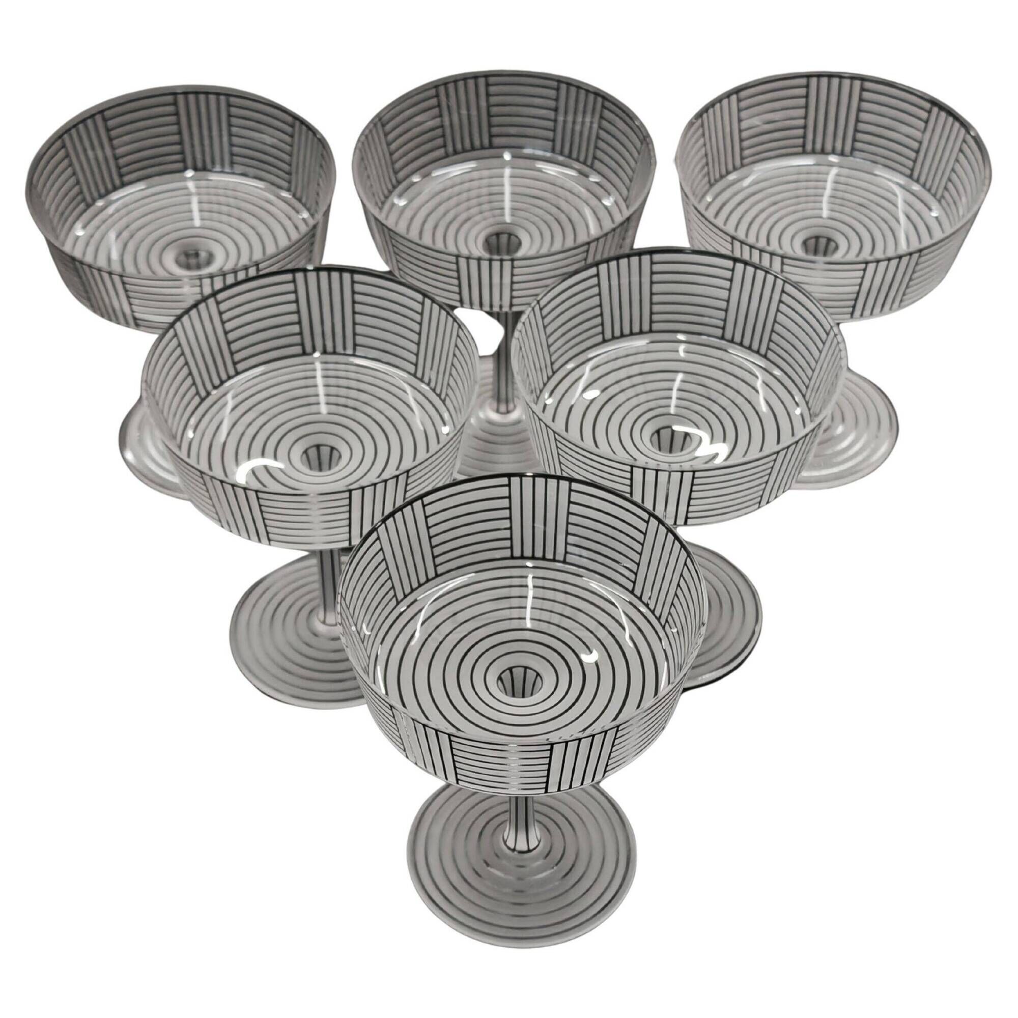 Set of 6 Champagne Coupes Series B by Josef Hoffmann for Wiener Werkstätte