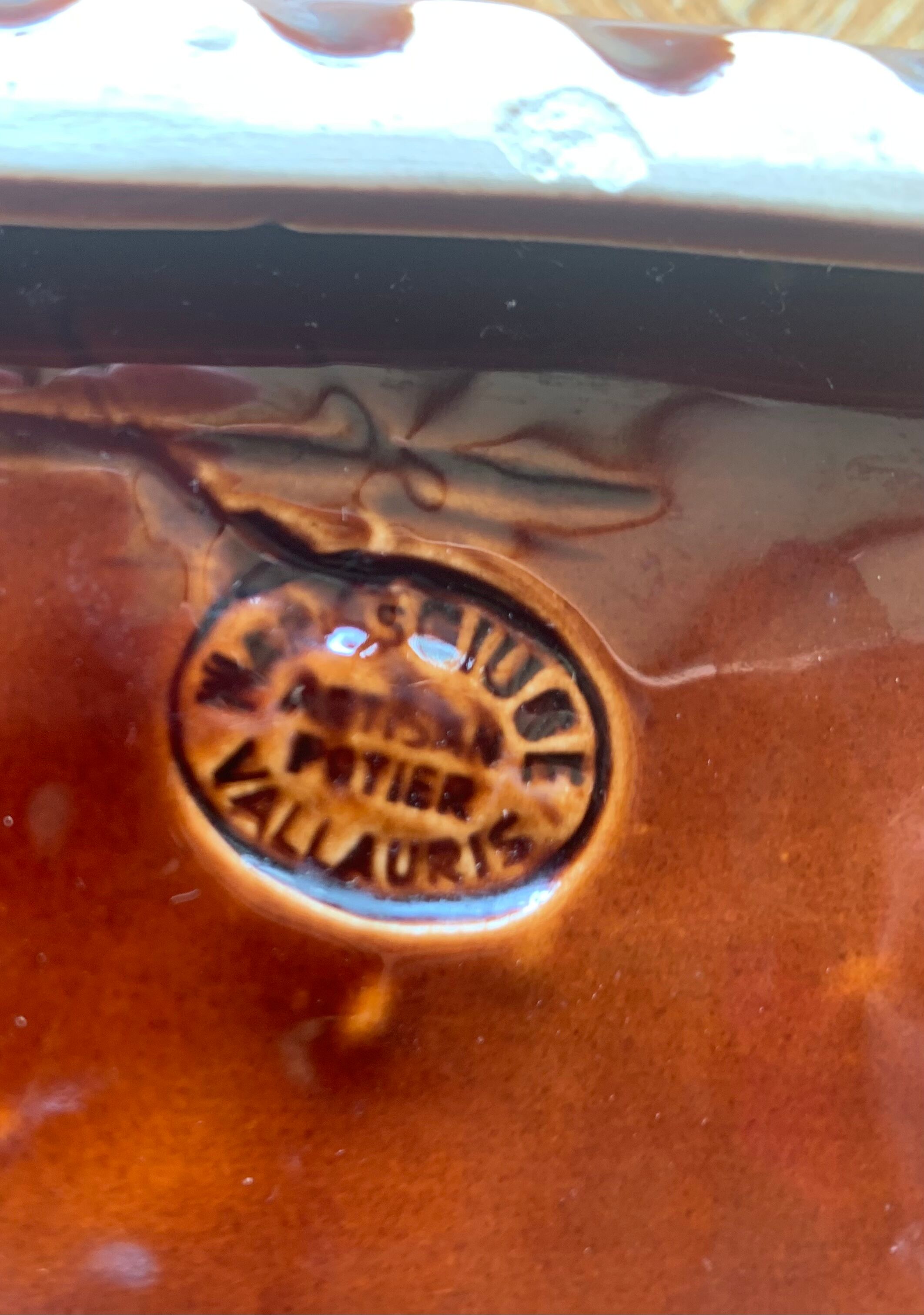 Aperitif servant in glazed ceramic signed by Marius Giuge artisan potter vallauris vintage