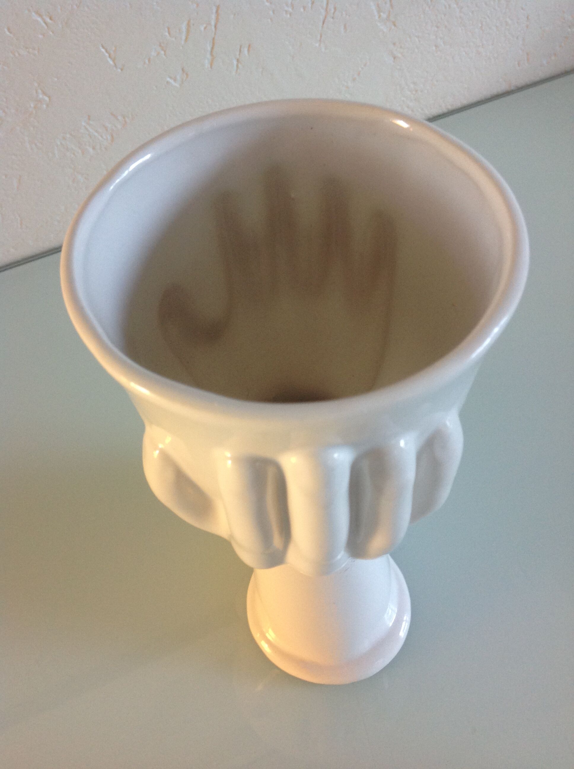 Vase Bowl shape of hands white ceramic vintage