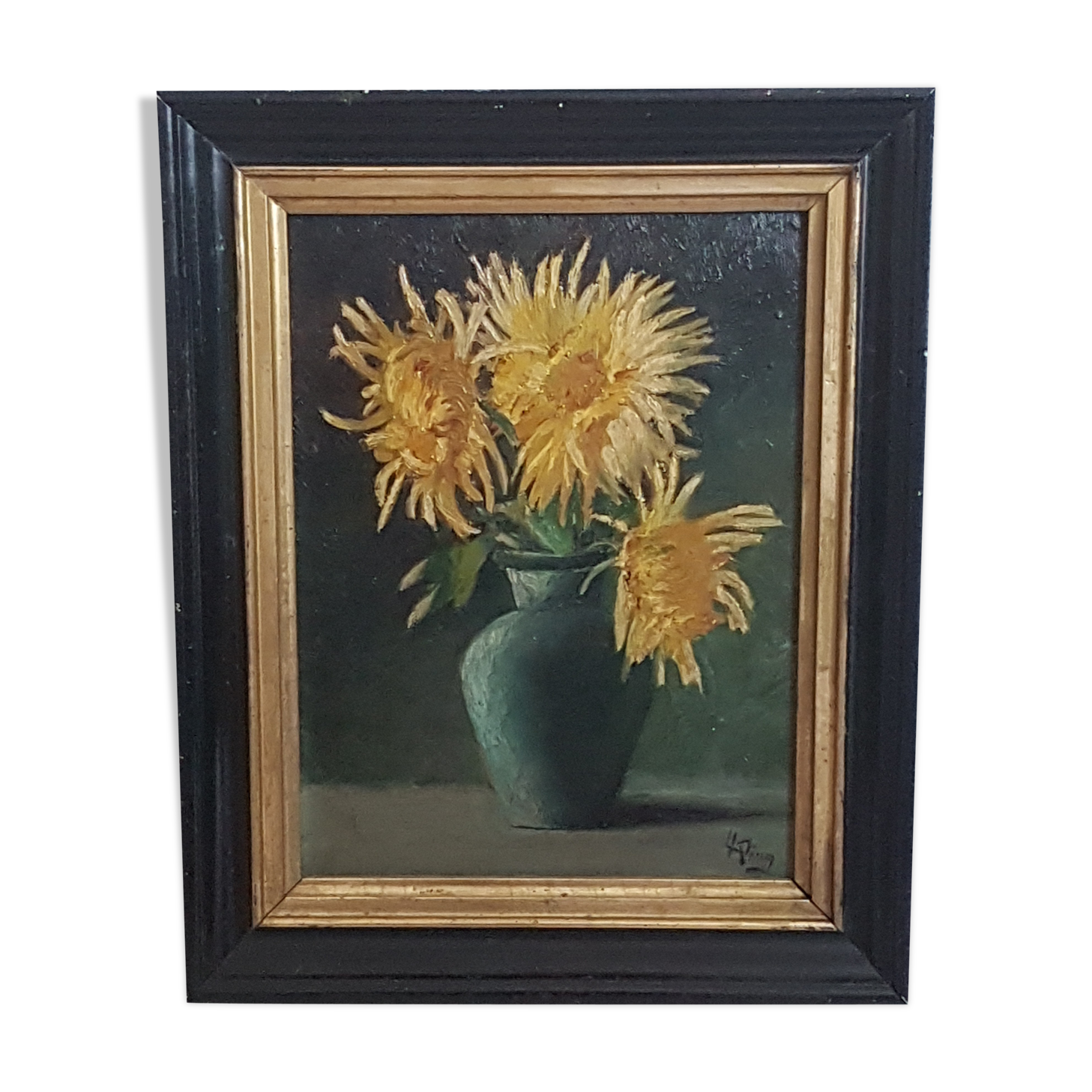 Oil painting - still life - Sunflowers signed