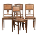 Set of 4 antique oak dining chairs in Art Nouveau style with sheepskin