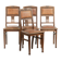 Set of 4 antique oak dining chairs in Art Nouveau style with sheepskin
