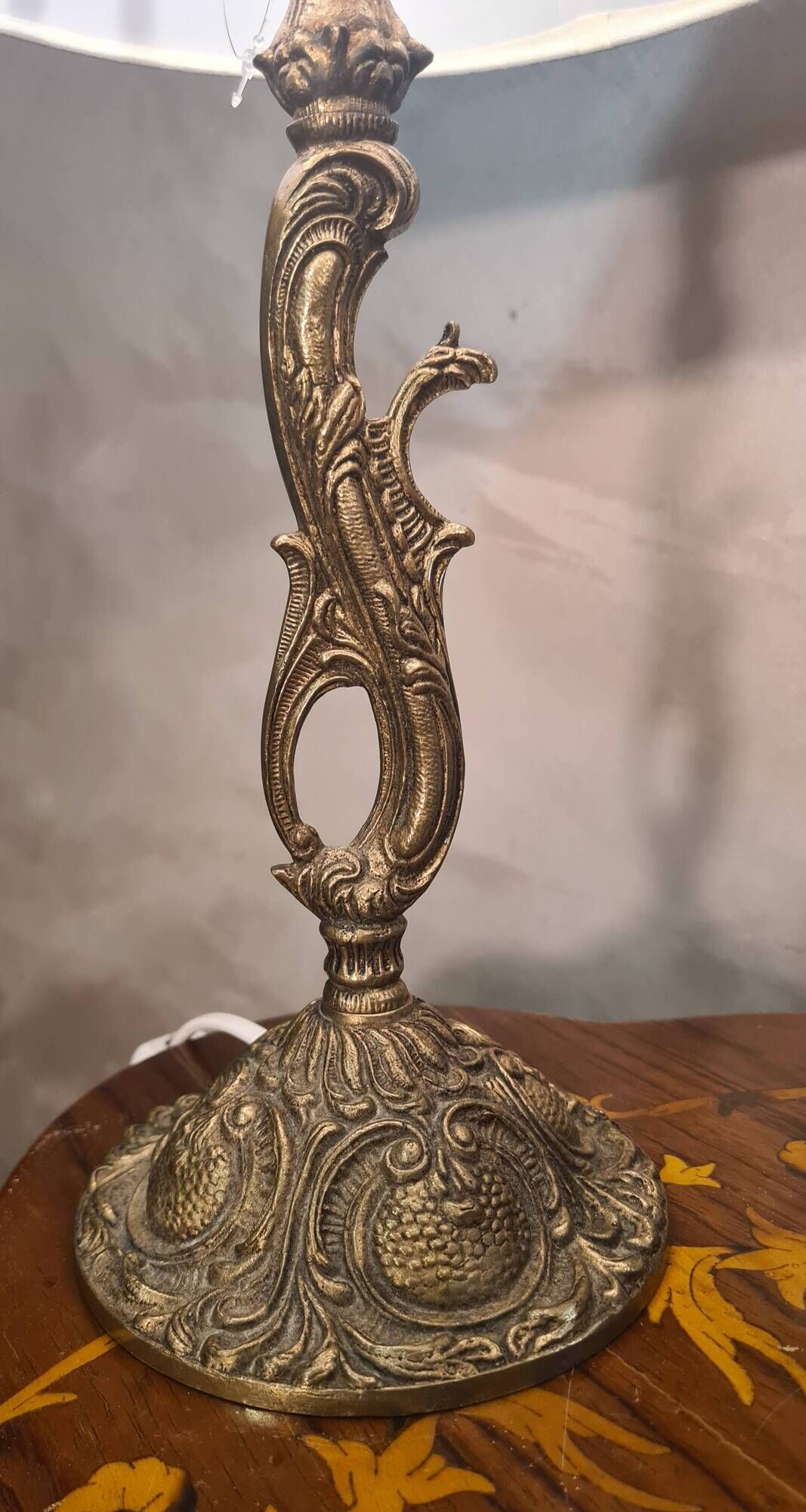 Pair of bronze bedside lamps in Rococo style 42x24, electrical working, very pretty.