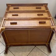 Vintage 1970s bamboo rattan 3-drawer chest of drawers.