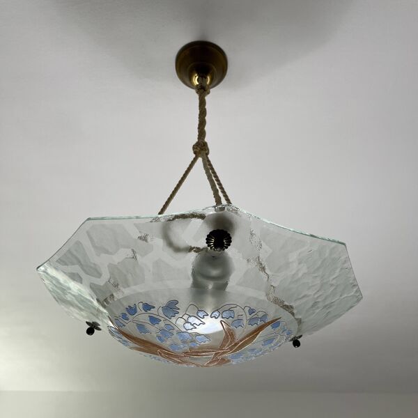 Vasque en verre émaillé Aurys Loys Lucha a décor de muguet