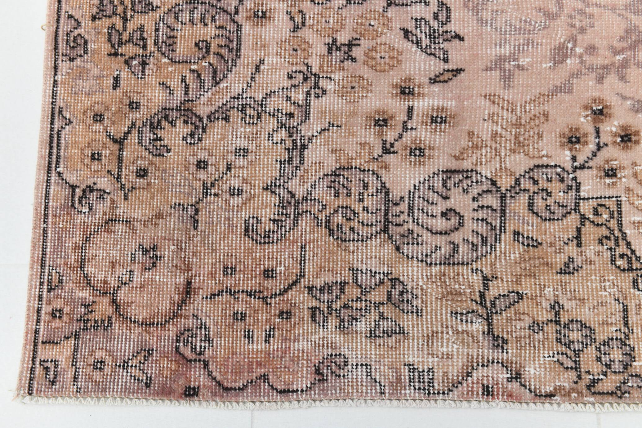 Pink Rug  266x173 cm Pastel Pink Vintage Carpet , Hand Made Wool Carpet.