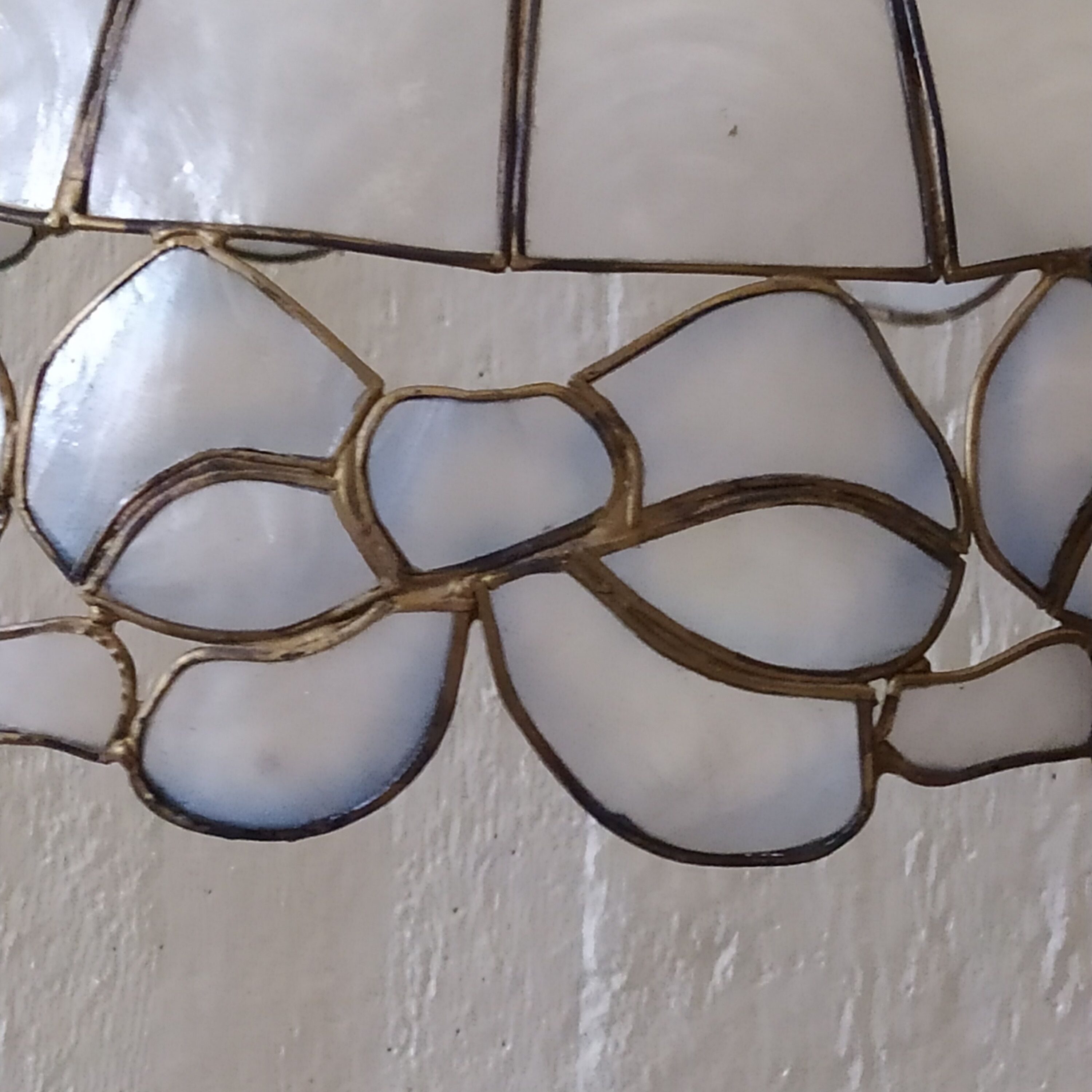 Mother-of-pearl and brass lamp