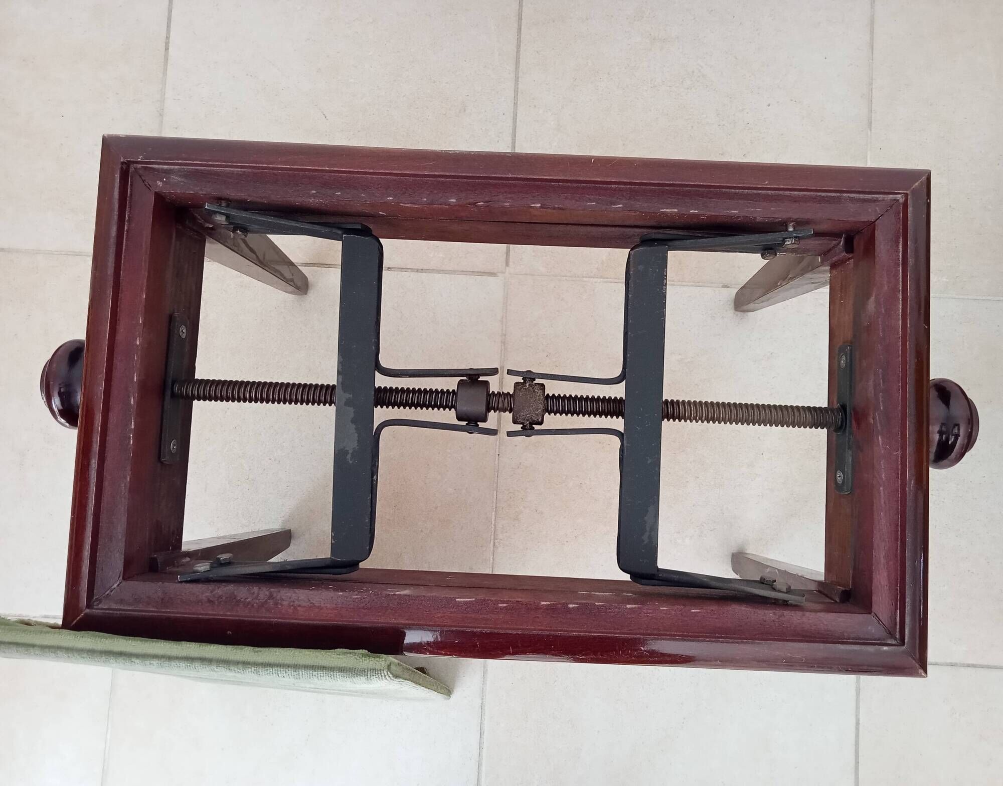 Tabouret de piano vintage en acajou massif années 60
