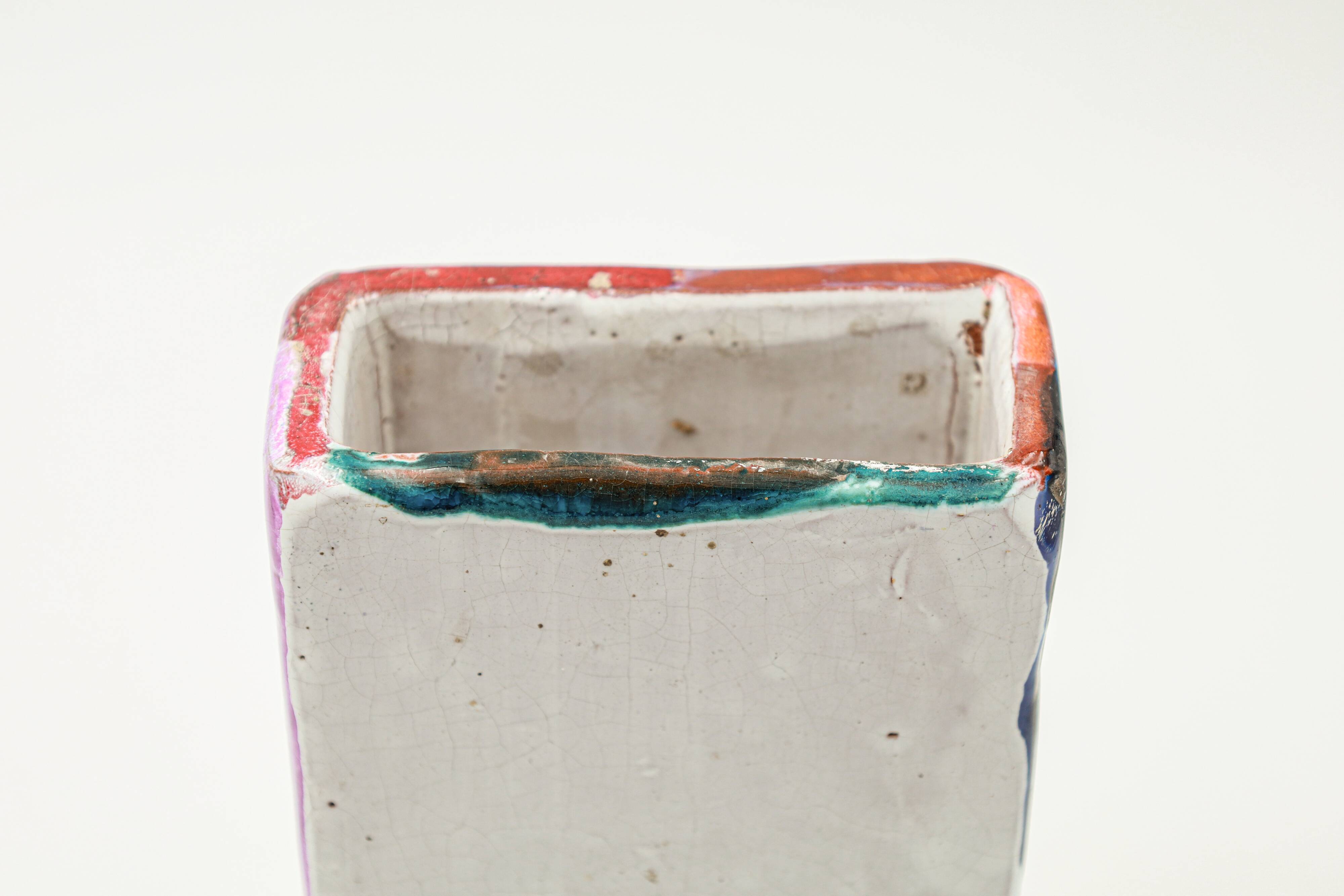 Vintage vase glazed terracotta abstract art