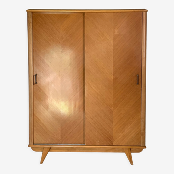 Vintage Parisian wardrobe sliding doors 140 cm