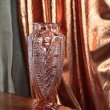 Paire de vases en verre rose Art Déco