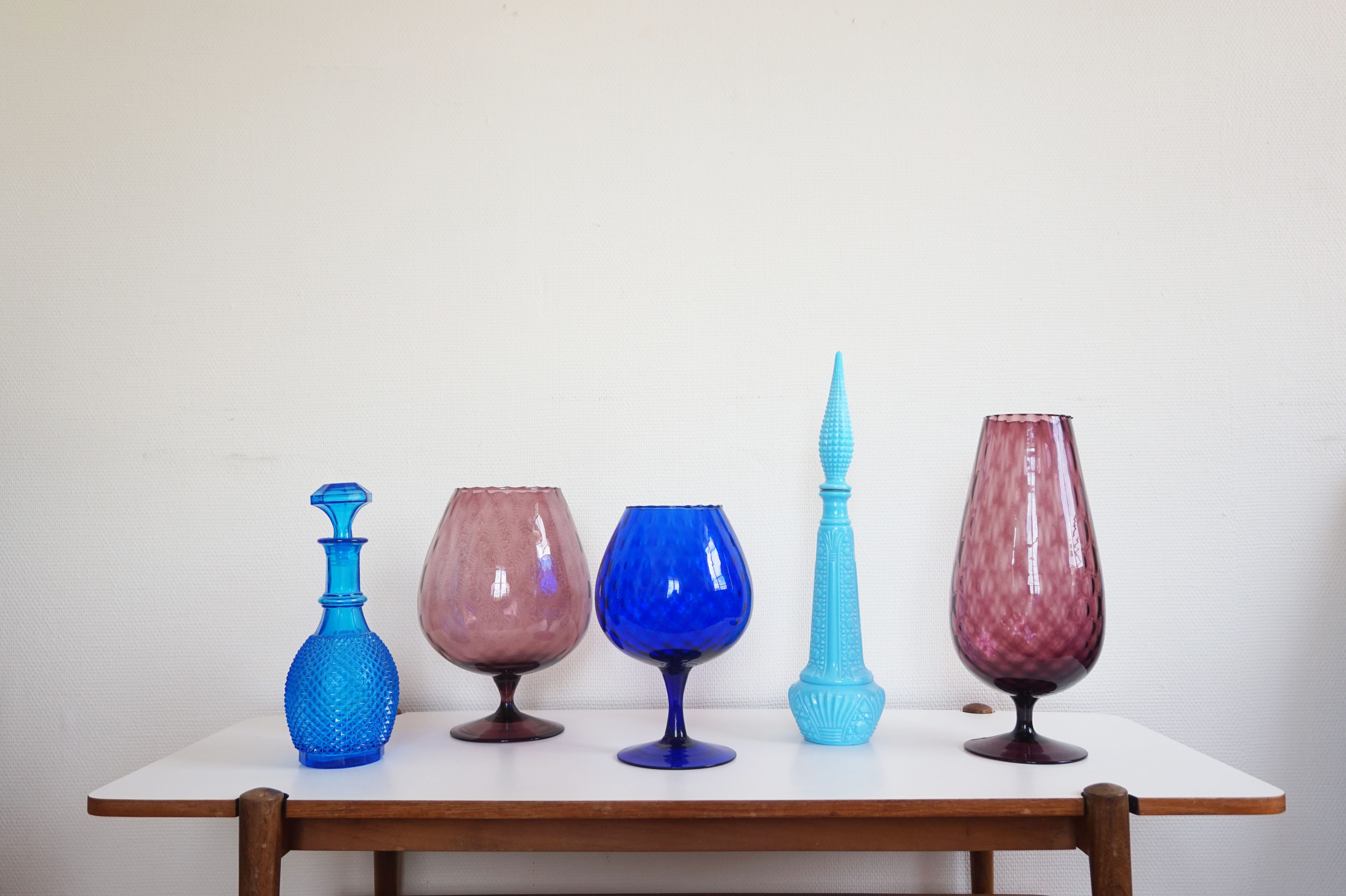 Italian vase Empoli purple 1950