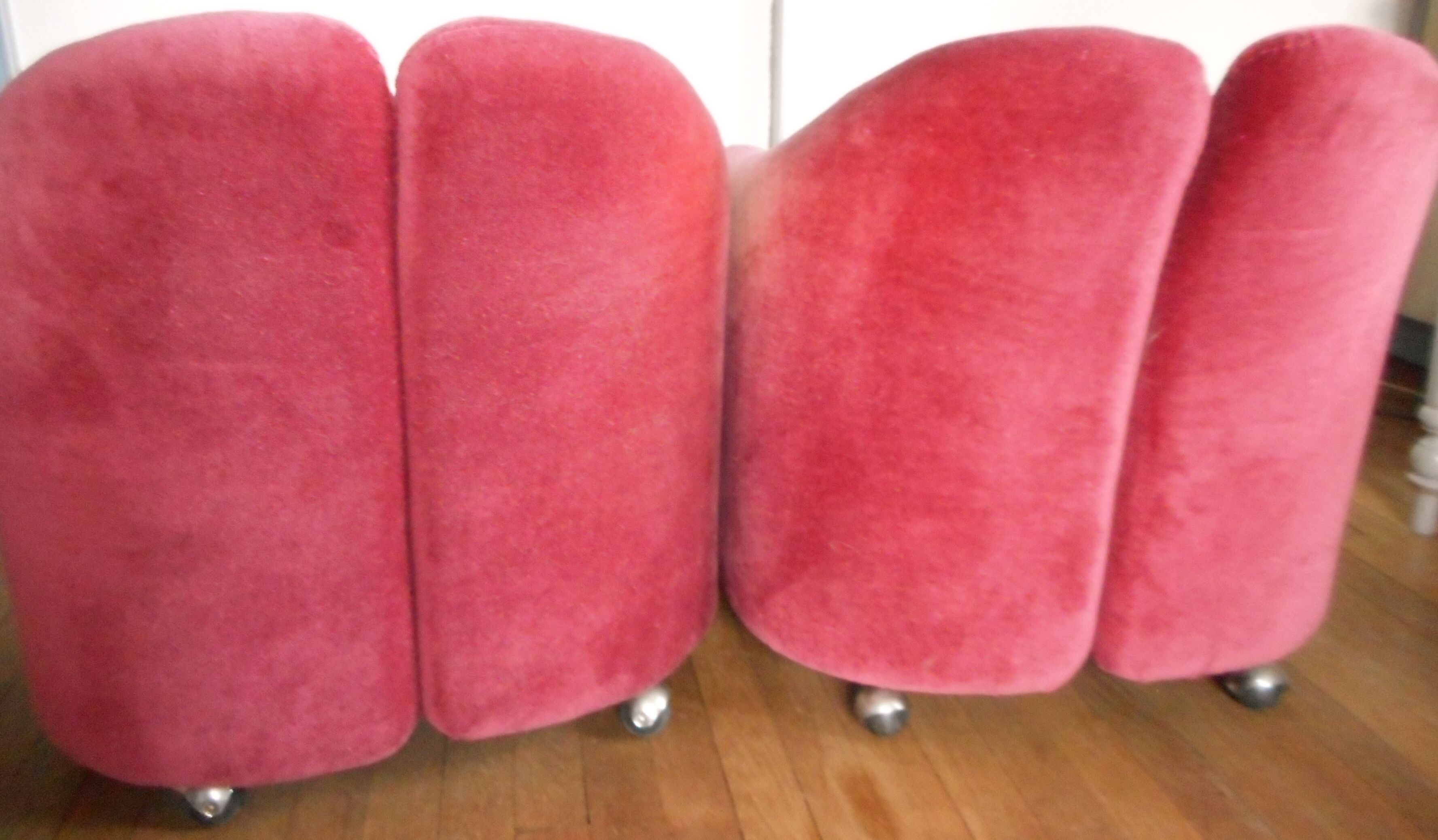 Paire de fauteuils PS142, Eugenio Gerli, 1960s, velours framboise