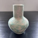 Green and white signed vase