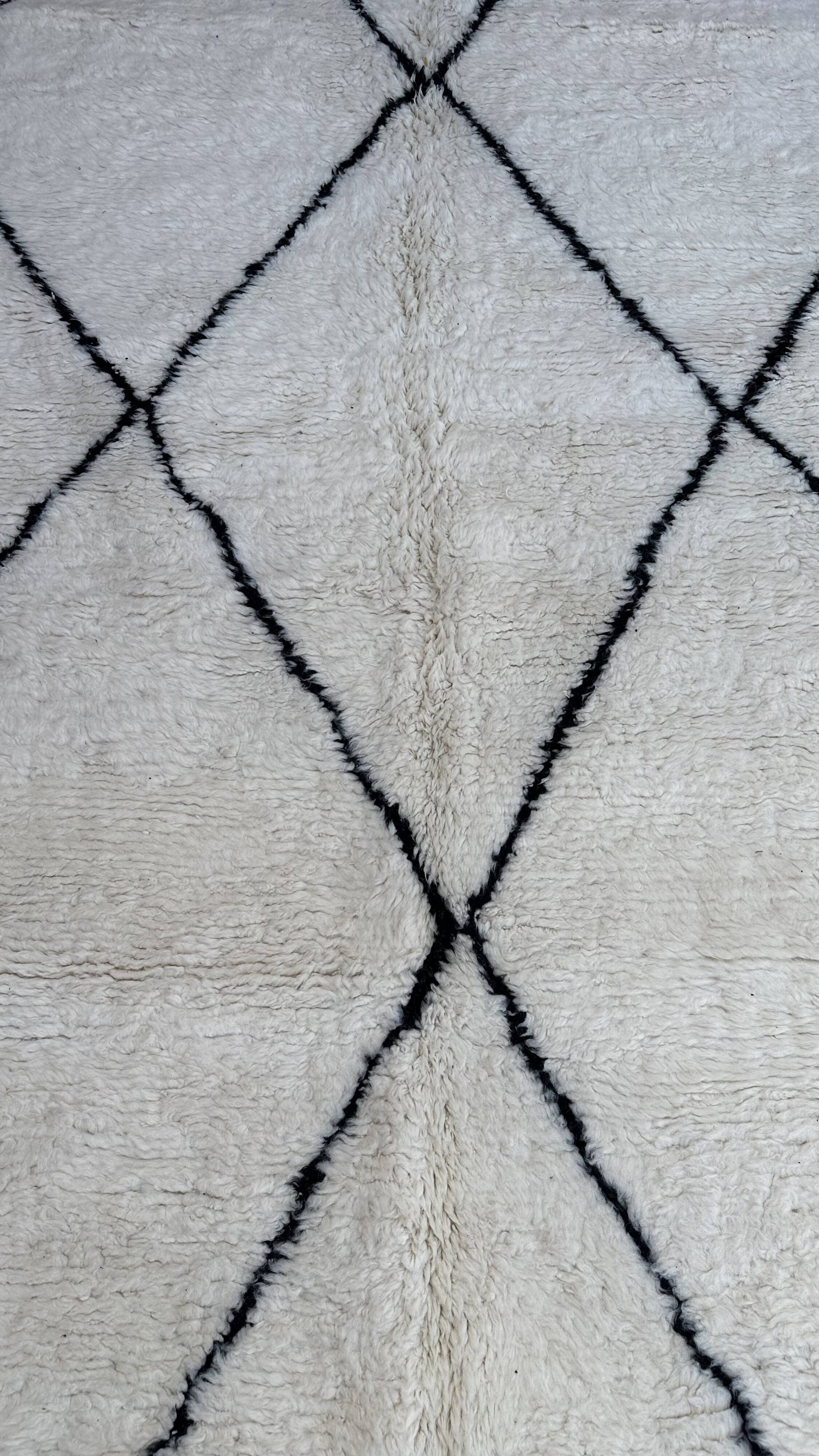 Tapis Marocain Beni Ourain blanc - 347 x 202 cm