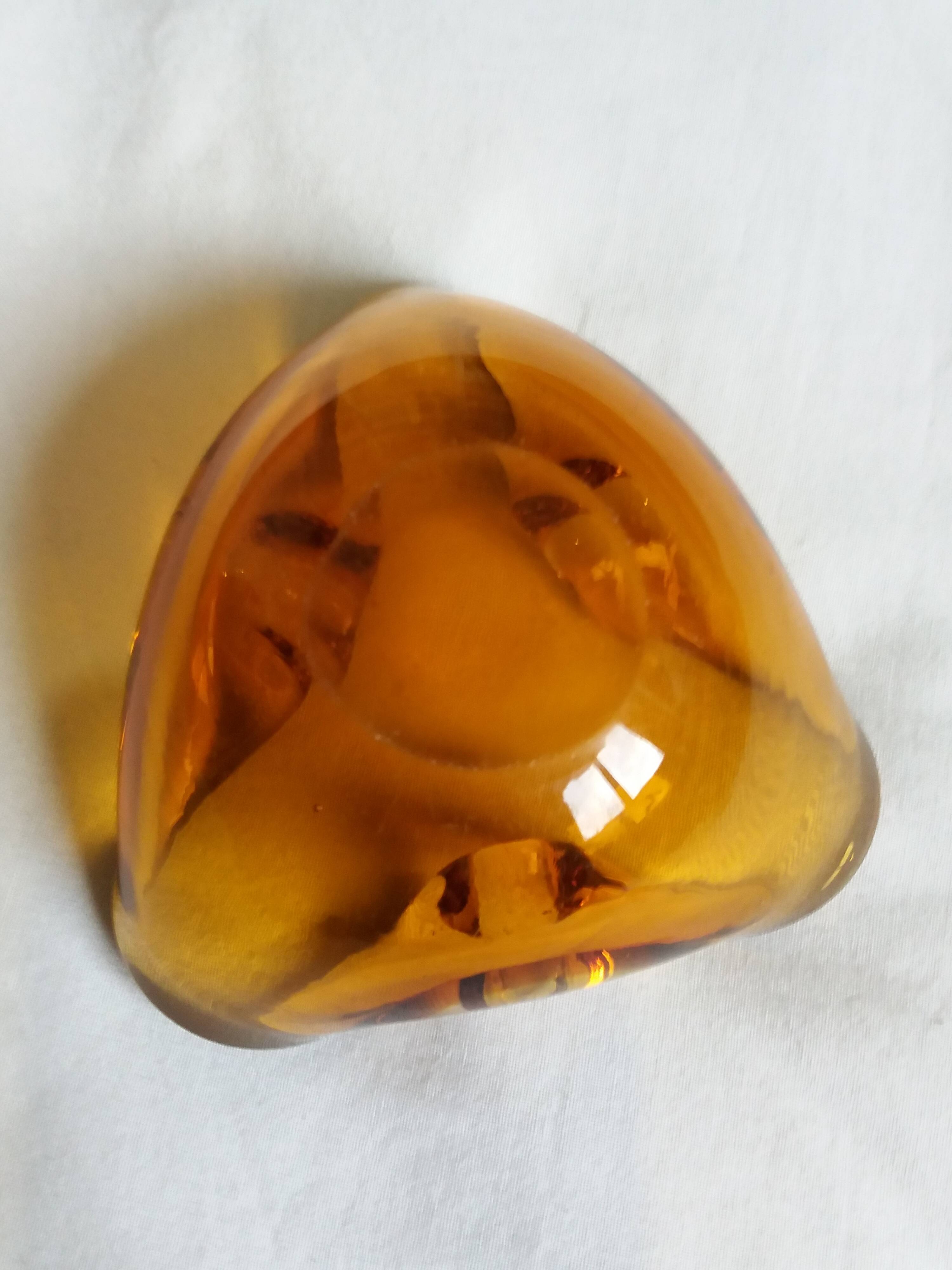 Murano style amber glass ashtray