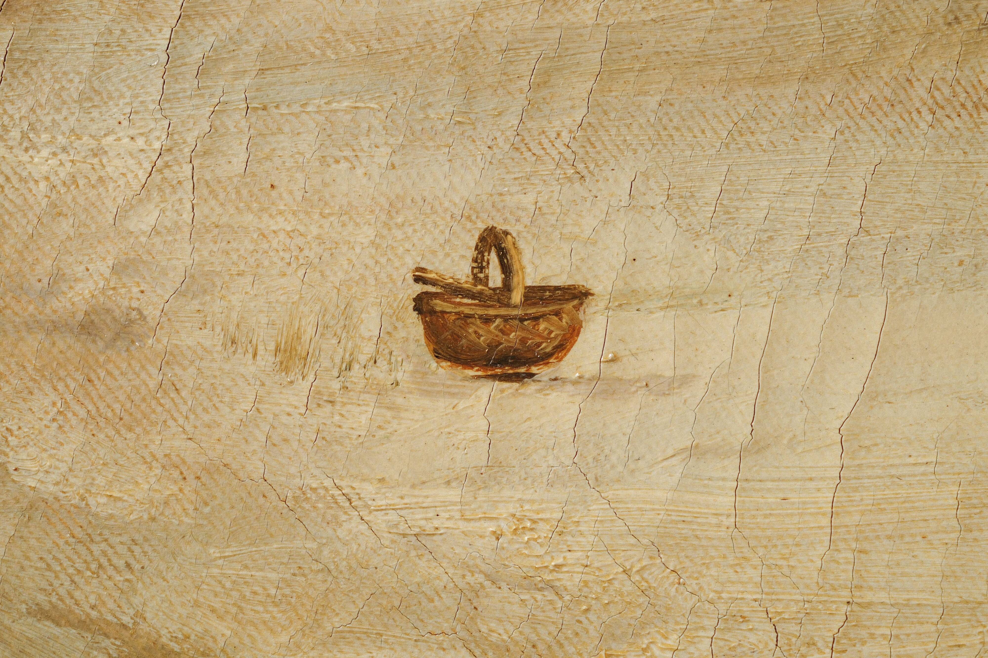 Children playing in the snow, oil on canvas, signed, circa 1900