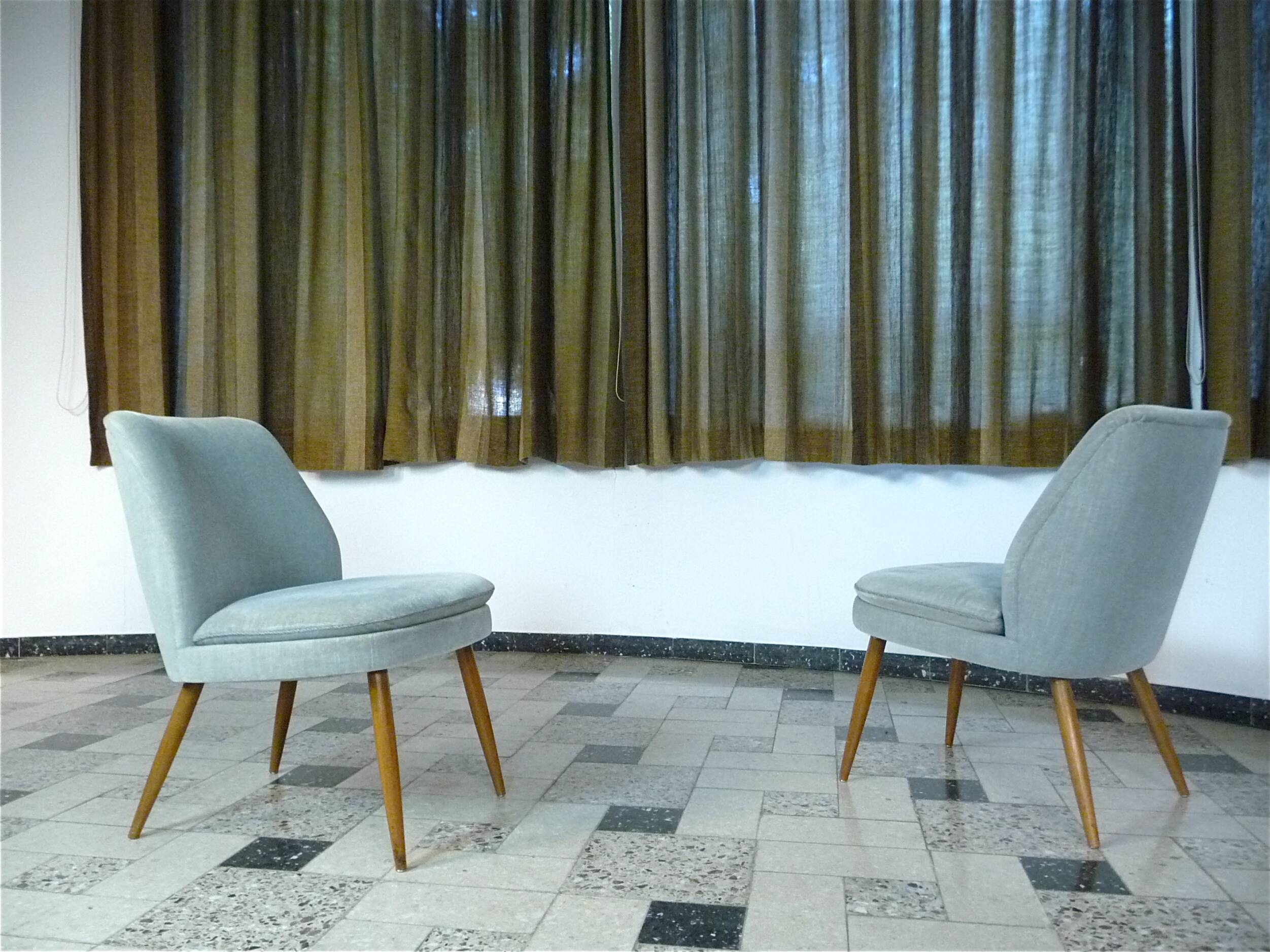 Mid-Century Club Chairs in Mohair by Wilhelm Knoll, 1950s, Set of 2