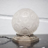 Charles Ranc art deco lamp, bedside lamp, nickel-plated bronze and glass globe