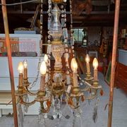 19th Bronze and Crystal Chandelier