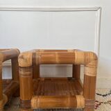 Pair of 70s bamboo bedside tables