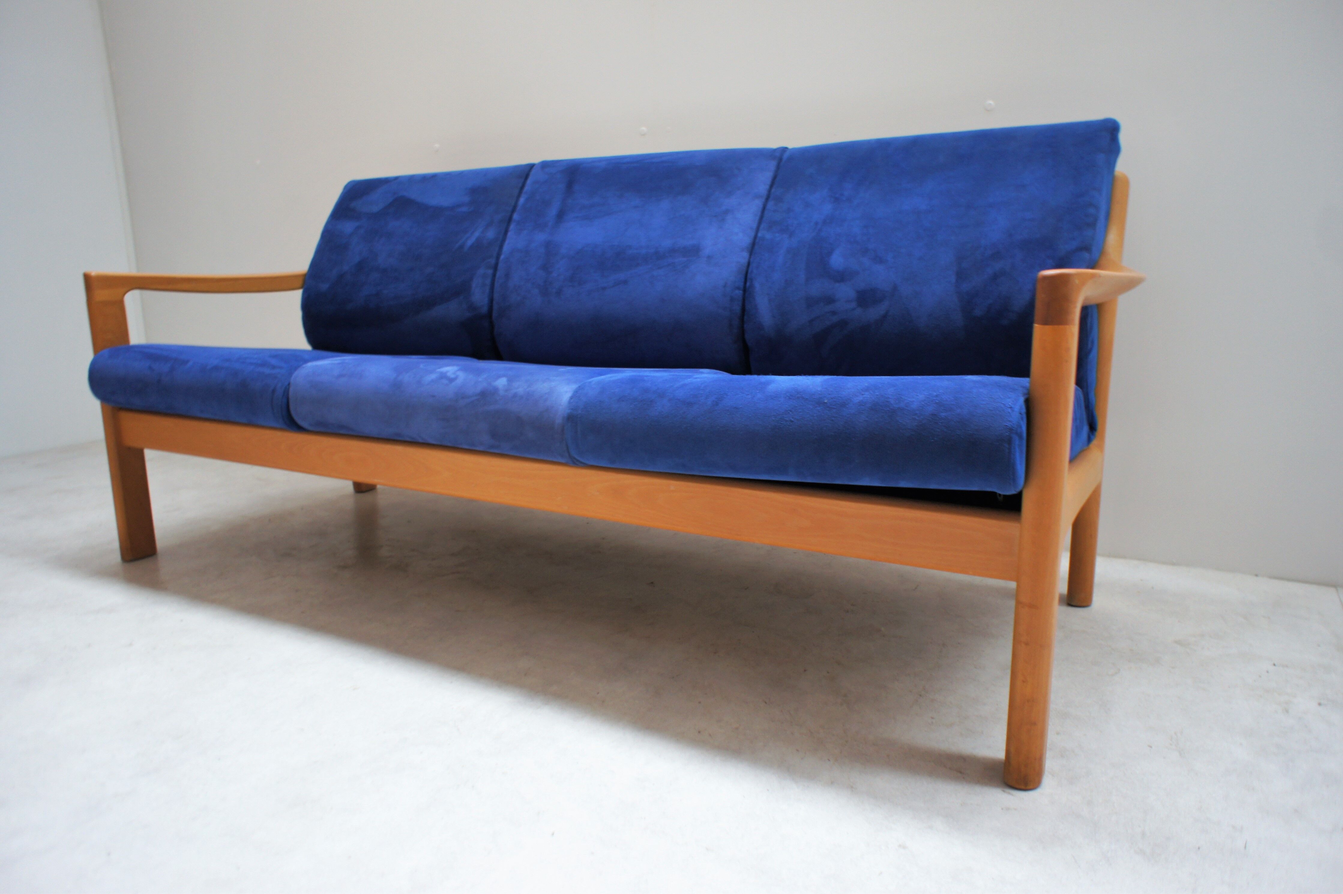 Scandinavian natural wood and fabric sofa, CFC Silkeborg, Denmark