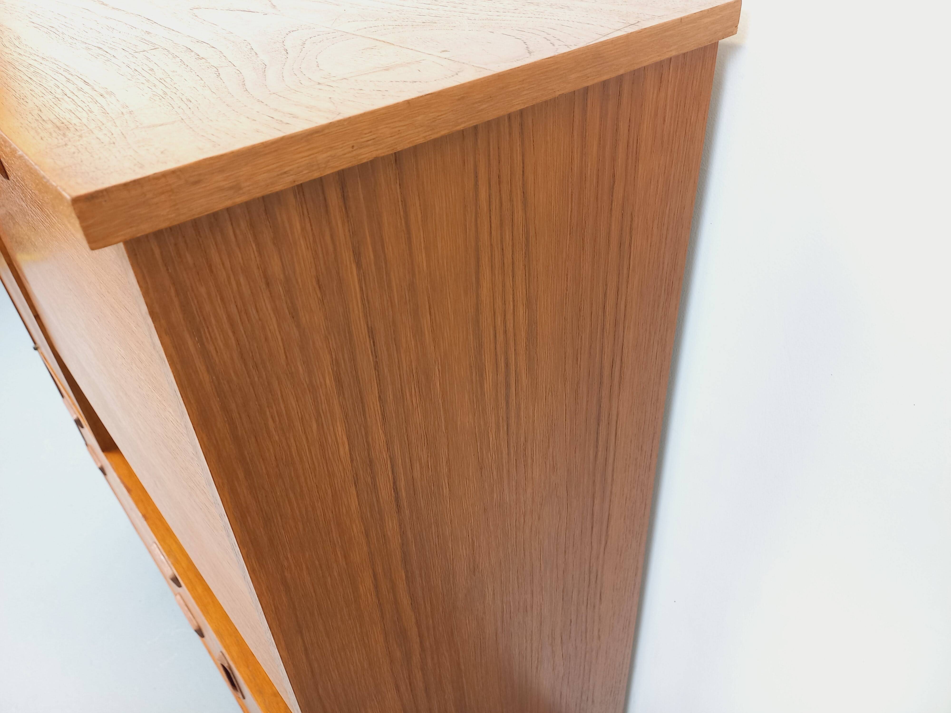 Vintage Scandinavian style secretary bookshelf storage furniture.