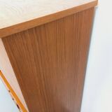 Vintage Scandinavian style secretary bookshelf storage furniture.