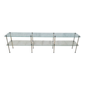 Large vintage metal and glass shop display shelf.