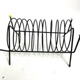 Porte-revues vintage en métal laqué noir – Design 1950s multicolore