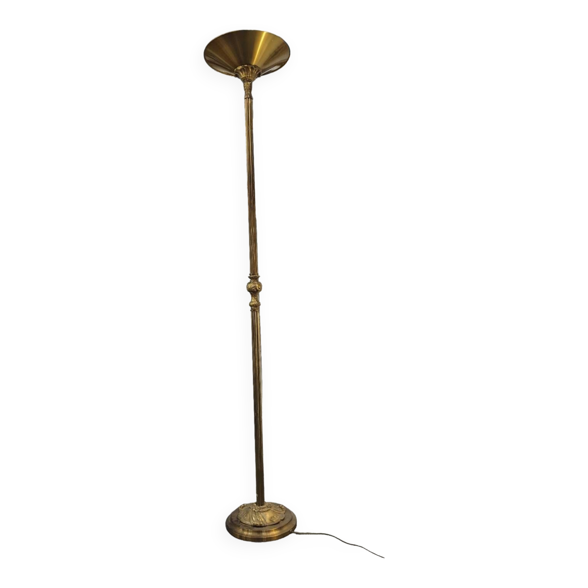 Louis XV floor lamp with bronze reflector by Lucien Gau