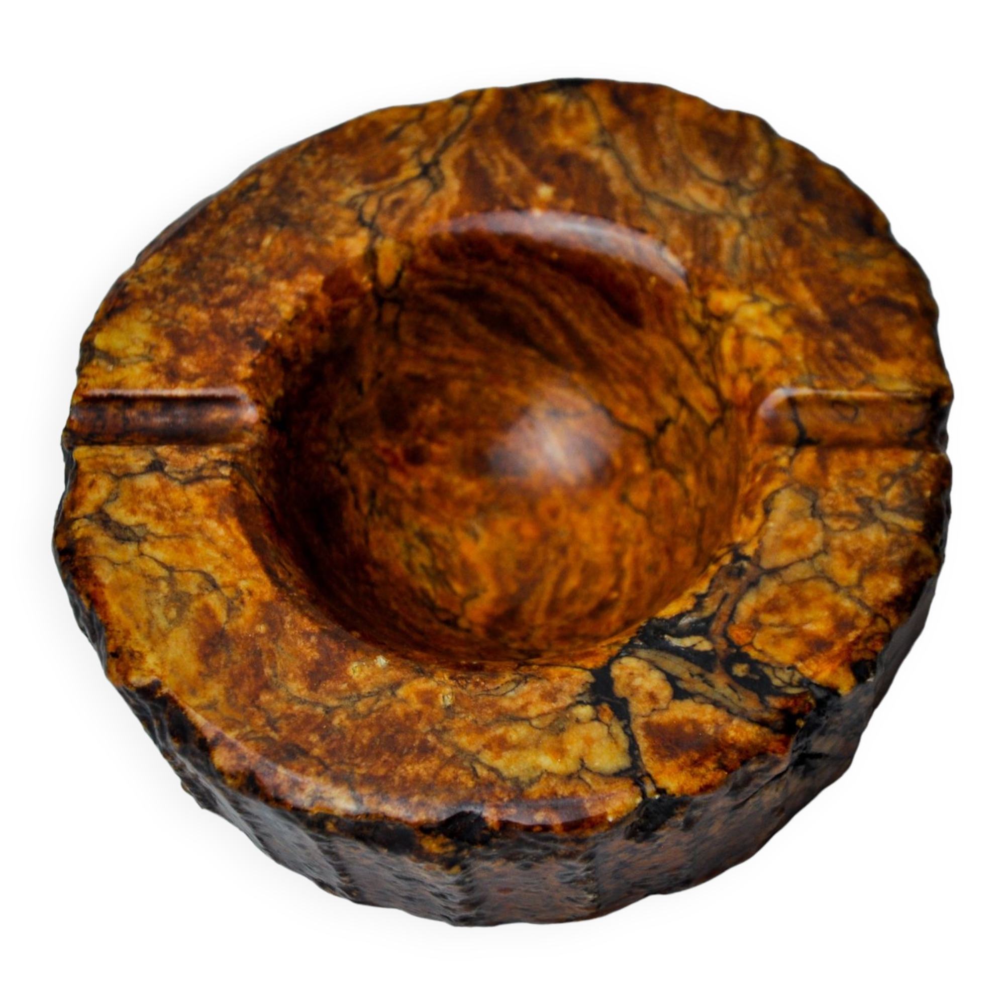 Cendrier en albâtre ocre par Romano Bianchi, Italie, 1970