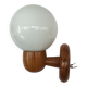 Modernist wall lamp in pine and opaline