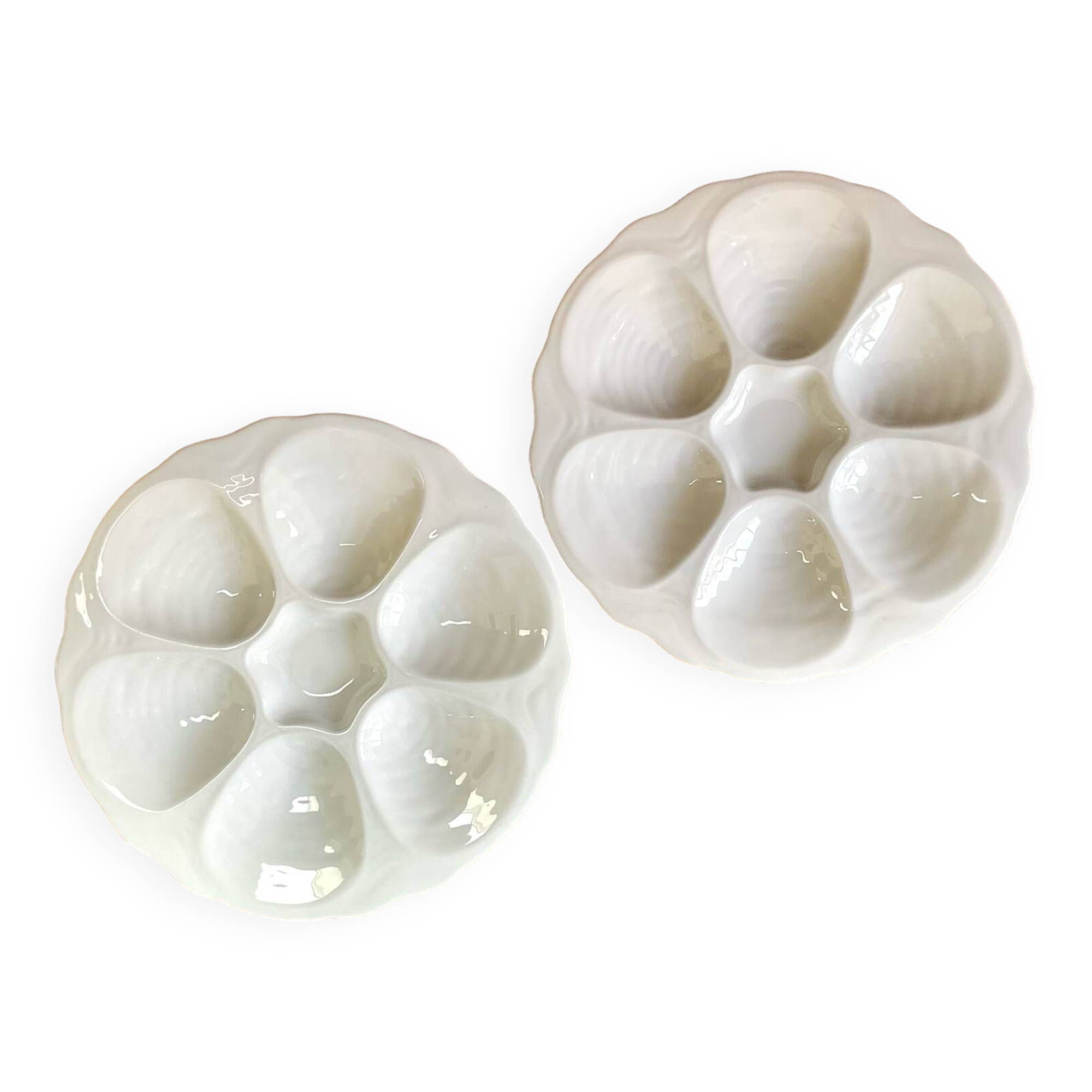 2 Apilco France porcelain oyster plates