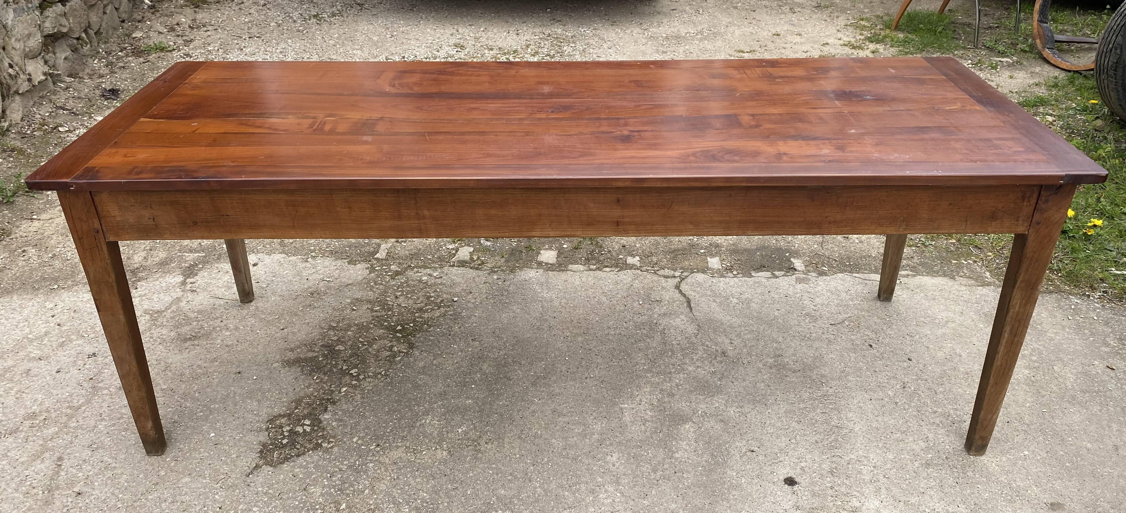 Table de ferme à repas à manger sam en bois massif 1 tiroir 1930 209x80cm