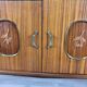 1960s sideboard with decorated doors in wood and brass