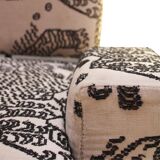 Italian Sofa Upholstered With Blanck and White Dedar fabrik , 1950s