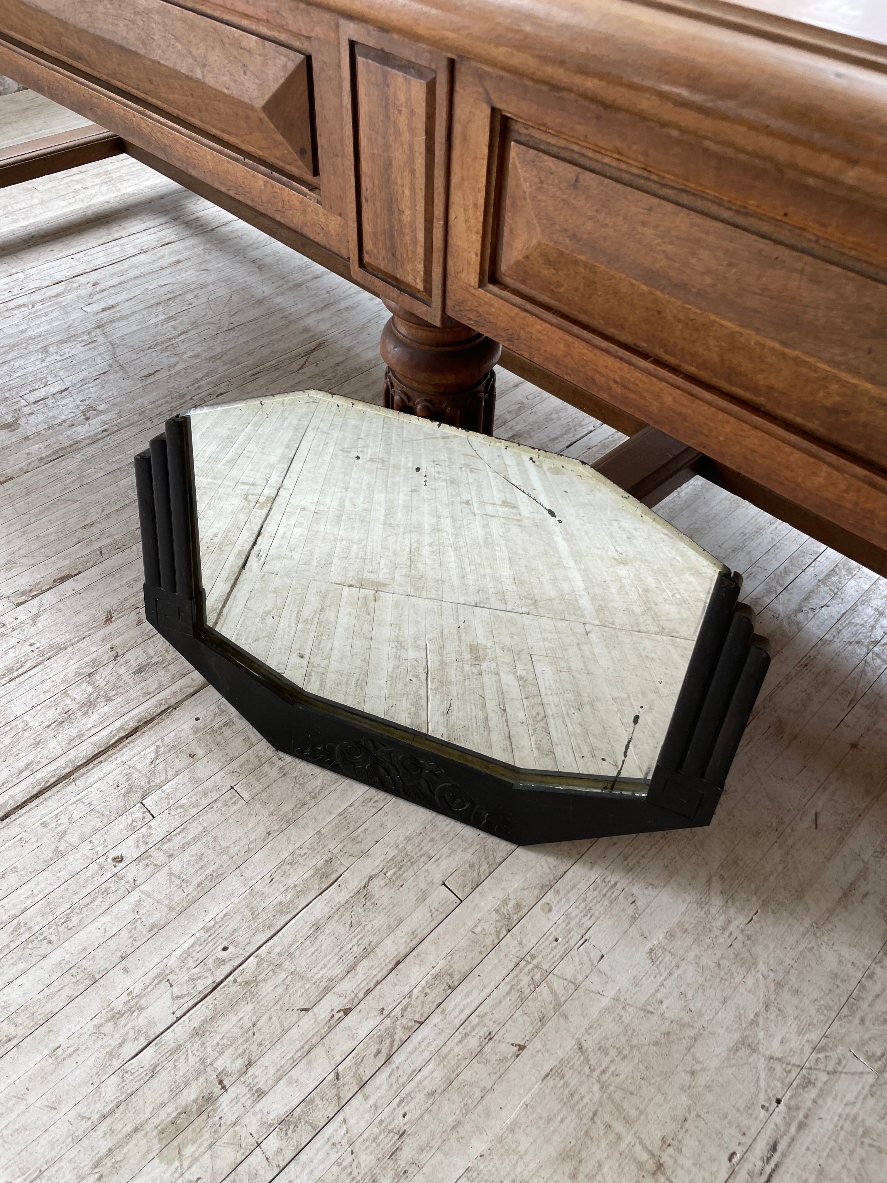 Black art deco mirror 65x46cm