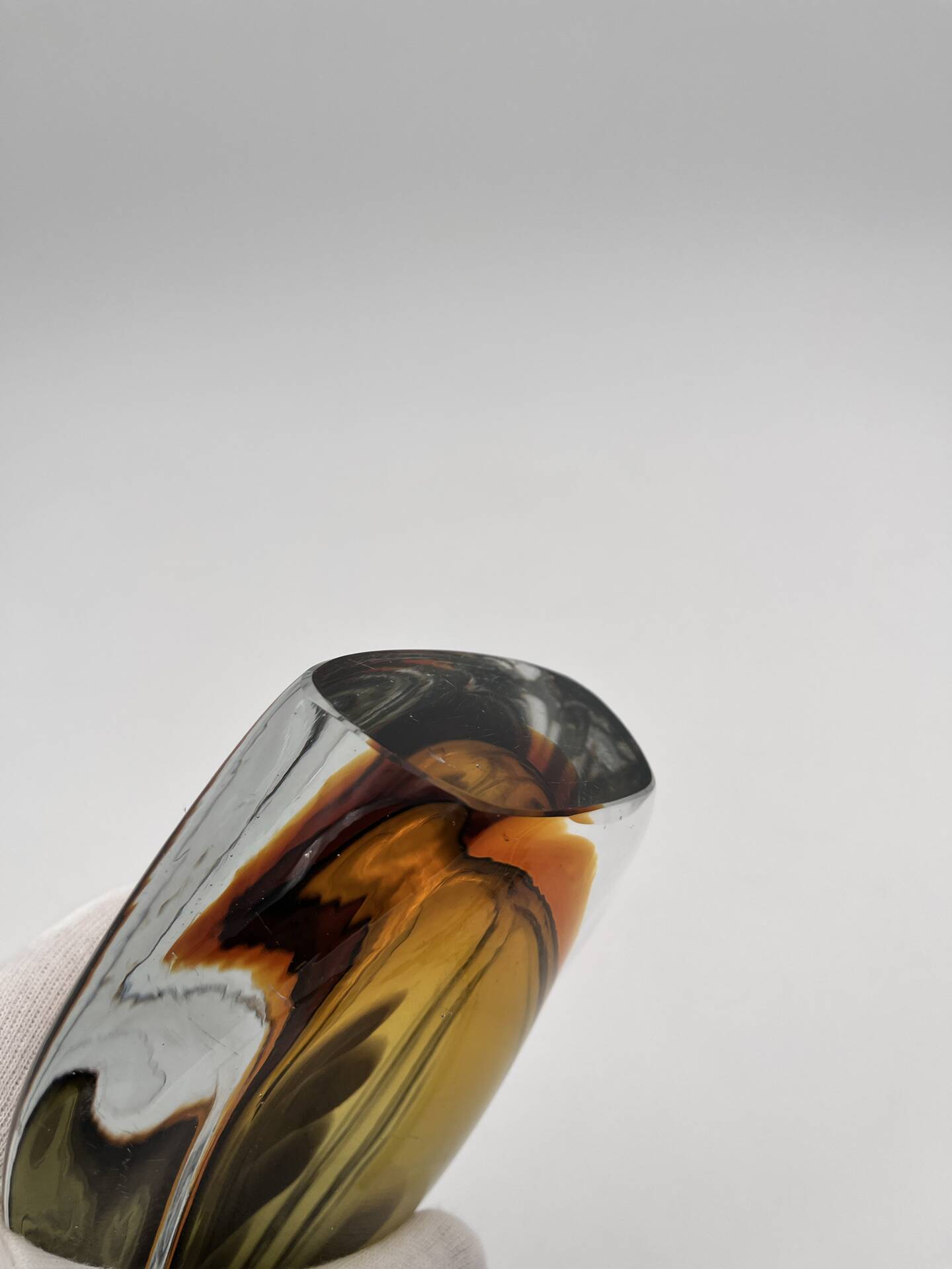 Sommerso Vase Flavio Poli Seguso Murano Green Amber Glass 1950